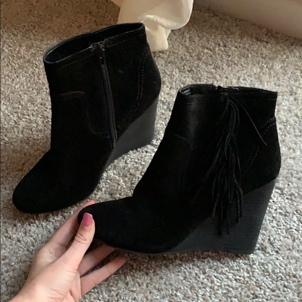Black Fringe Booties